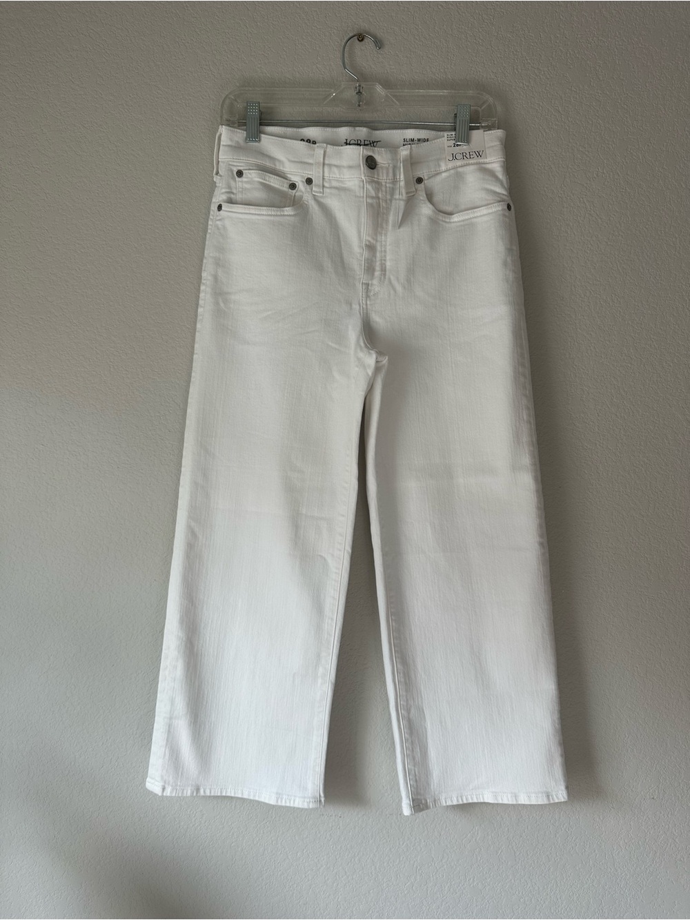 J.CREW Slim-Wide High Rise Super-Stretch White Jeans size 28P